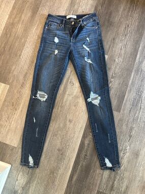 AMPERSAND AVE Distressed Skinny Jeans - Dark Blue